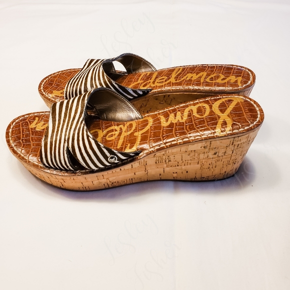 Sam Edelman Reid, Black/White Brahma Wedges - Picture 2 of 8